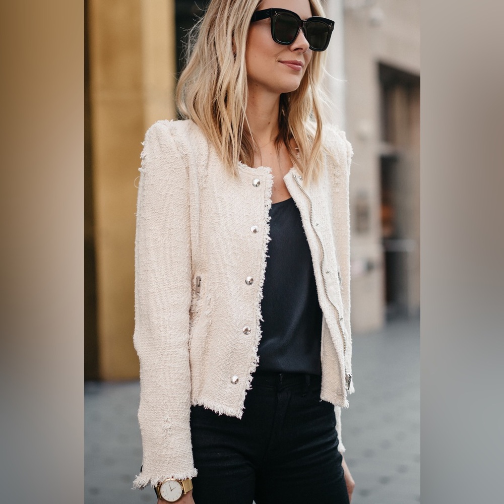 🤍 IRO “Agnette” White textured Cropped Jacket — Size 36 (XS/S)